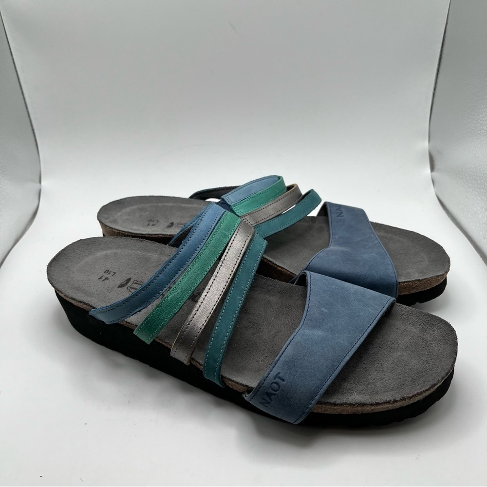 Naot Peyton Women's Shoes Latte Mirror Leather size 41 US 10 blue sandals boho